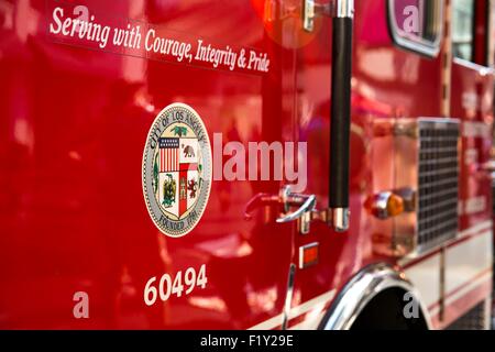 United States, California, Los Angeles, Hollywood Boulevard, fire truck Stock Photo