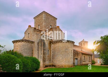 France, Loiret, Loire Valley, listed as World Heritage by UNESCO, Germigny des Pres, the Carolingian oratory or Church of the Most Holy Trinity Stock Photo
