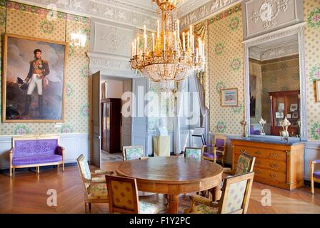 France, Yvelines, Maisons Laffitte, Chateau de Maisons, castle built by Mansart in the 17th century, Marechal Lannes's Bedroom Stock Photo