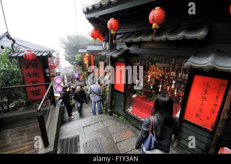 Taiwan, New Taipei City, Ruifang, Jiufen (Chiufen), main street Stock Photo