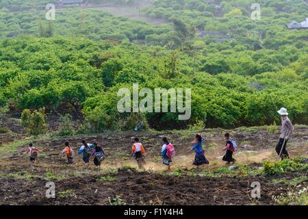 Vietnam, Son La province, Moc Chau, children out of school Stock Photo