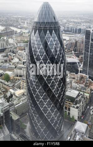 United Kingdom, London, the City, view of St Mary Axe building from Heron Tower top Stock Photo