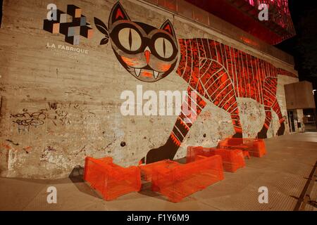 France, Loire Atlantique, Nantes, Fresco on the walls of the cultural center La Fabrique on the Island of Nantes Stock Photo