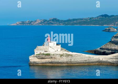 France, Corse du Sud, Bonifacio, Madonetta lighthouse Stock Photo