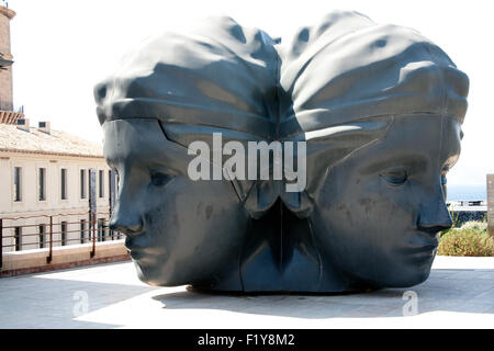 Giant head sculpture in the Fort Saint Jean, Marseille France Stock Photo