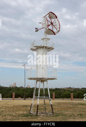 Windmills on display at the American Wind Power Center and Museum in Lubbock, Texas. Stock Photo