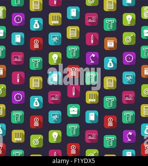 Seamless Texture with Business and Financial Colorful Icons Stock Vector