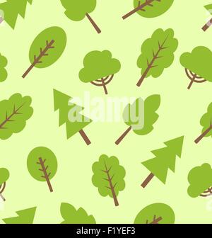Seamless pattern with different trees in flat style Stock Vector