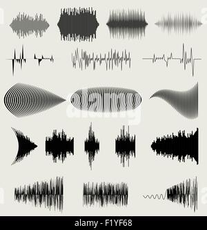 Abstract sound wave. Audio waveform pattern. White sound lines. Vector ...