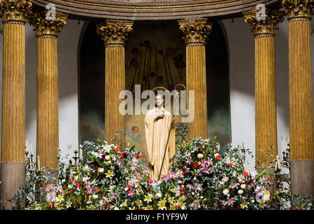 MEXICO CITY, Mexico — The main altar of the Iglesia de San Bernardo. Located just a couple of blocks from Mexico's main plaza, the Zocalo, dates back to the 17th century and was originally part of a convent complex. The convent was closed in the 19th century, leaving only the church. Stock Photo