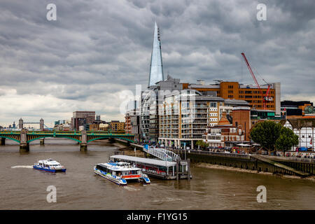 The Shard, The River Thames and Riverside Properties, London, England Stock Photo