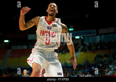 Mexico City, Mexico. 8th Sep, 2015. Panama's Trevor Gaskins reacts during the match of the 2015 FIBA America's Championship, against Puerto Rico, in Mexico City, capital of Mexico, on Sept. 8, 2015. Puerto Rico won the match. © Oscar Ramirez/Xinhua/Alamy Live News Stock Photo