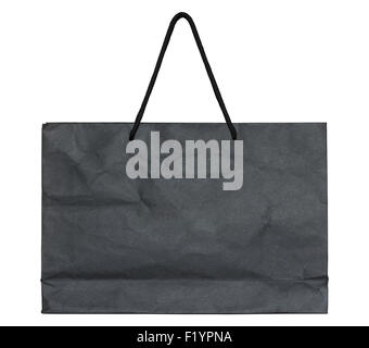 black paper bag isolated on white with clipping path Stock Photo