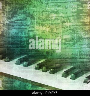 abstract music grunge vintage background with piano keys vector illustration Stock Vector