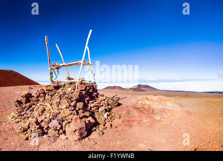 The Mauna Kea summit shrine on Mauna Kea in Hawaii Stock Photo