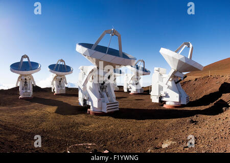 The Submillimeter Array (SMA) at The Mauna Kea Observatory on Mauna Kea, Hawaii Stock Photo