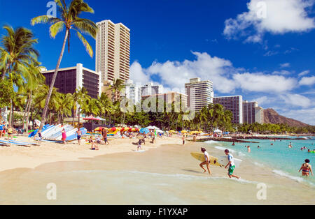 Waikiki beach in Honolulu Stock Photo