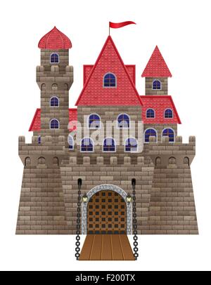 ancient old stone castle vector illustration isolated on white background Stock Vector