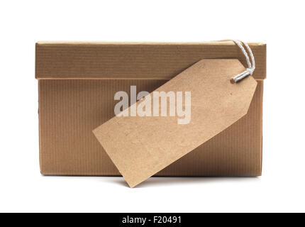 Shipping box with blank label Stock Photo