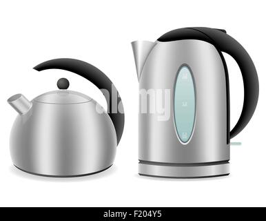 electric and kettle for gas cooker vector illustration isolated on white background Stock Vector