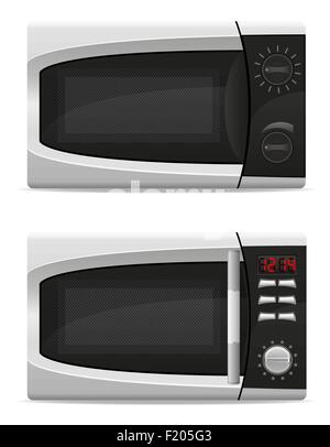 microwave oven with mechanical and electronically controlled vector illustration isolated on white background Stock Vector