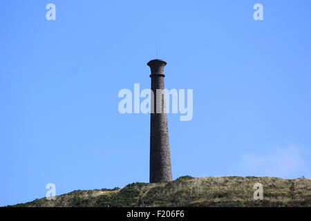 Pen dinas hill fort and monument situated near Aberystwyth Wales. The monument in the shape of a cannon a tribute to Wellington. Stock Photo