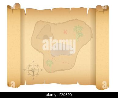 pirate treasure map vector illustration isolated on white background Stock Vector