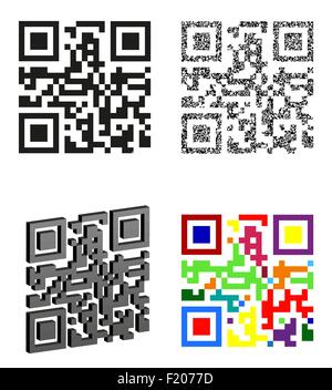 set icons abstract qr code vector illustration isolated on white background Stock Vector