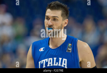 Berlin, Germany. 08th Sep, 2015. Italy's Andrea Bargnani reacts during the FIBA EuroBasket 2015 Group B match Spain vs Italy, at the Mercedes-Benz-Arena in Berlin, Germany, 08 September 2015. Photo: Lukas Schulze/dpa/Alamy Live News Stock Photo