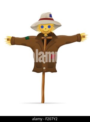 scarecrow straw in a coat and hat vector illustration isolated on white background Stock Vector