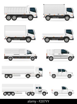 set of icons cars and truck for transportation cargo vector illustration isolated on white background Stock Vector