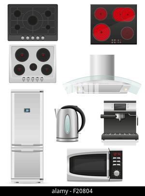 set of kitchen appliances vector illustration isolated on white background Stock Vector