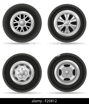 set icons wheel for car vector illustration isolated on white background Stock Vector