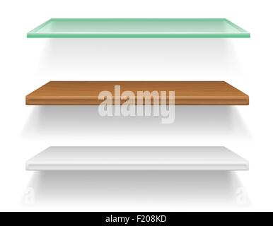 shelves made of different materials vector illustration isolated on white background Stock Vector