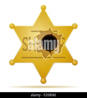 sheriff star with a bullet hole vector illustration isolated on white background Stock Vector