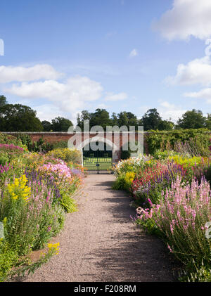 Late Summer herbaceous borders in Floors Castle walled gardens Kelso, Scotland Stock Photo