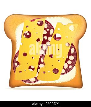 buttered toast sausage and cheese vector illustration isolated on white background Stock Vector