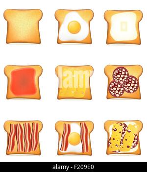 set icons toast vector illustration isolated on white background Stock Vector