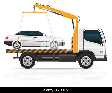 tow truck for transportation faults and emergency cars vector illustration isolated on white background Stock Vector