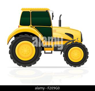 yellow tractor vector illustration isolated on white background Stock Vector