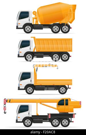 set icons trucks designed for construction vector illustration isolated on white background Stock Vector