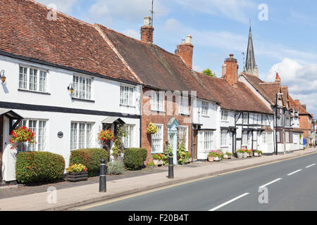 Attractive cottages line the high street in Henley in Arden, Warwickshire, England, UK Stock Photo