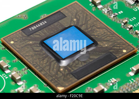 Old processor on printed circuit board Stock Photo