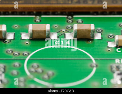 SMD Capacitors on PCB. Macro photo Stock Photo