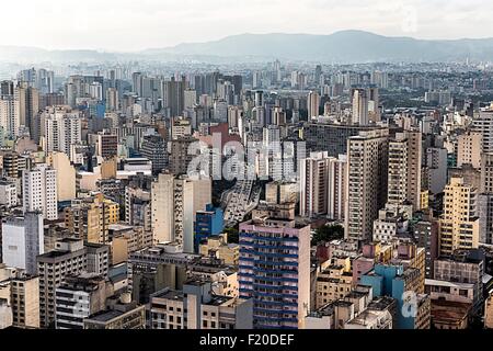 View of crowded city skyscrapers, Sao Paulo, Brazil Stock Photo