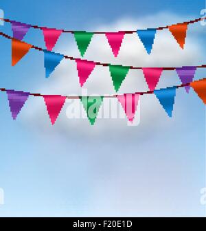 Multicolored Buntings Flags Garlands Stock Vector