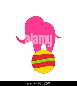 Baby Circus Elephant Balancing on Ball Stock Vector