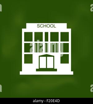 School Building Painted with Chalk on Blackboard Stock Vector