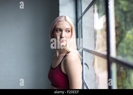 Dancer taking break in studio Stock Photo
