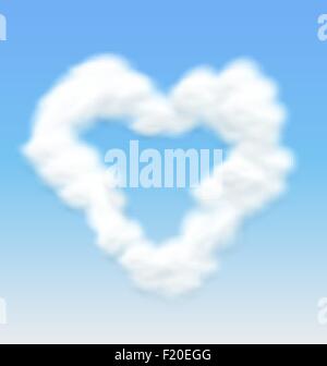 Realistic heart shaped white cloud with transparency Stock Vector Image ...